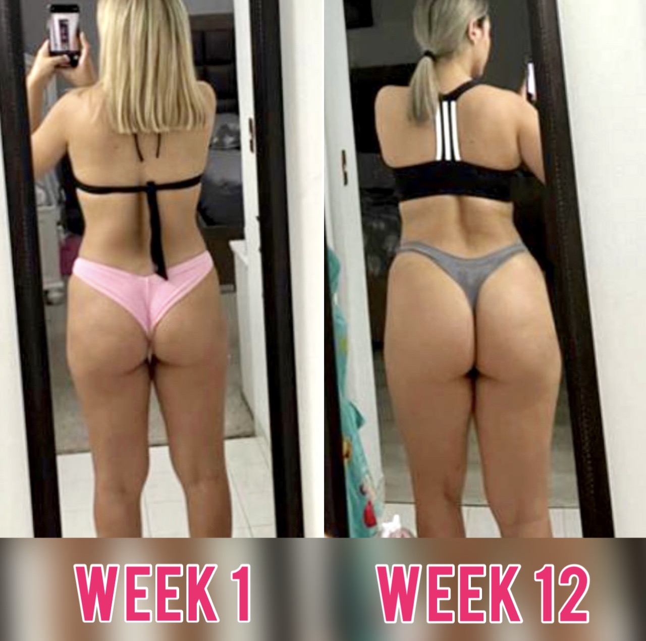 Before and after glute training